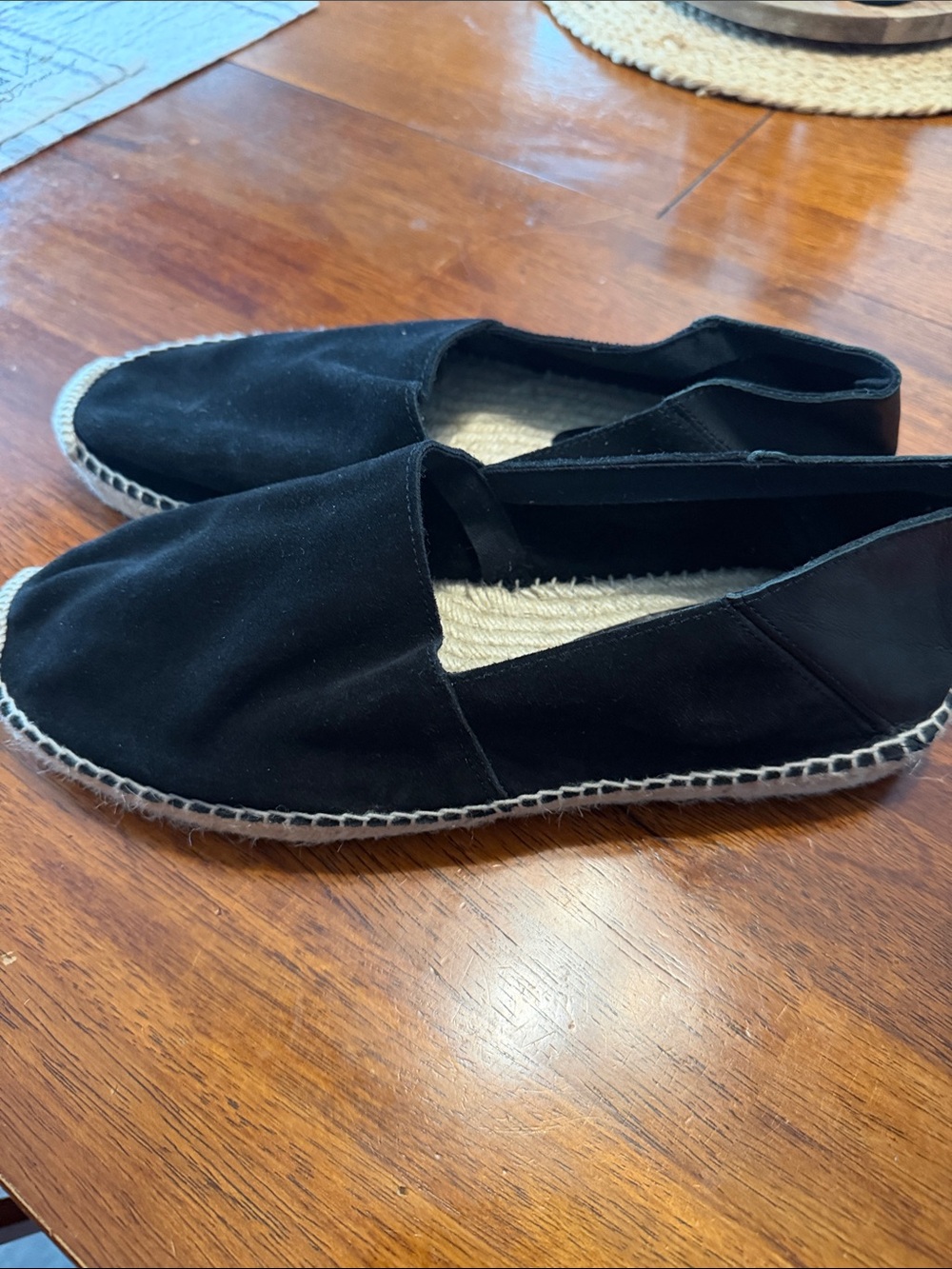 Todd Snyder Black Suede Espadrille Slip-On Flats Sz 10.  New